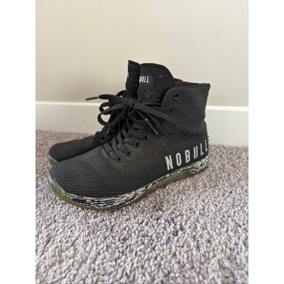 NOBULL High Top Trainer Shoes Unisex Mens 5.5 Women’s Size 7 Black Canvas - Picture 1 of 9